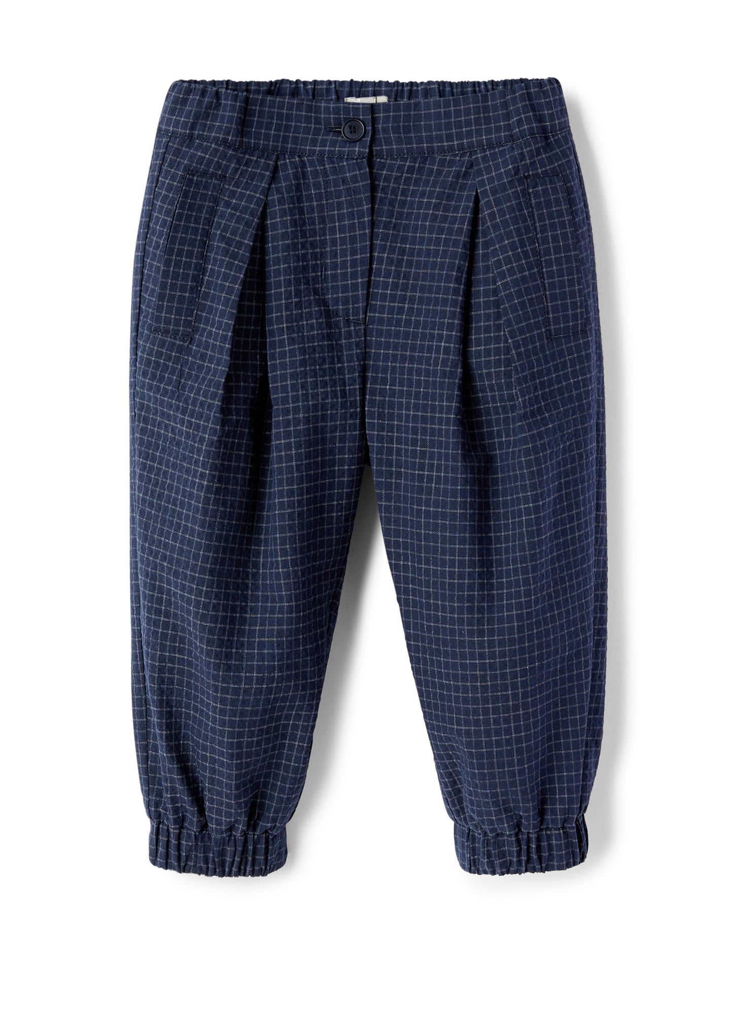 Girls | Checked Seersucker Baggy Trousers | Blue Quadretto