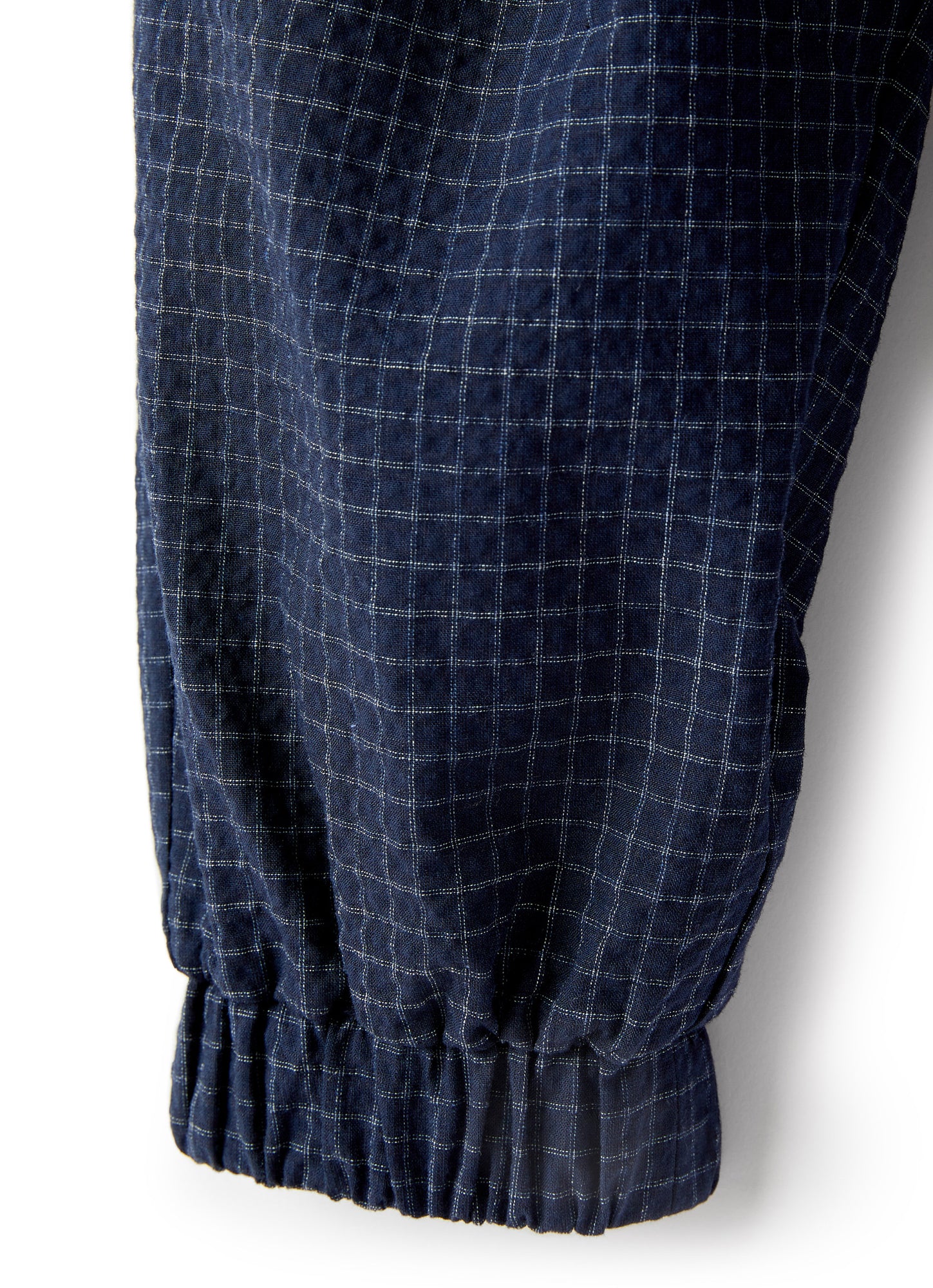Checked Seersucker Baggy Trousers | Blue Quadretto
