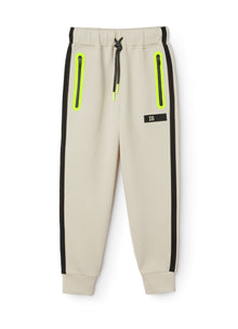 Bonded Joggers with Taping | Stone/Giallo Fluorescente