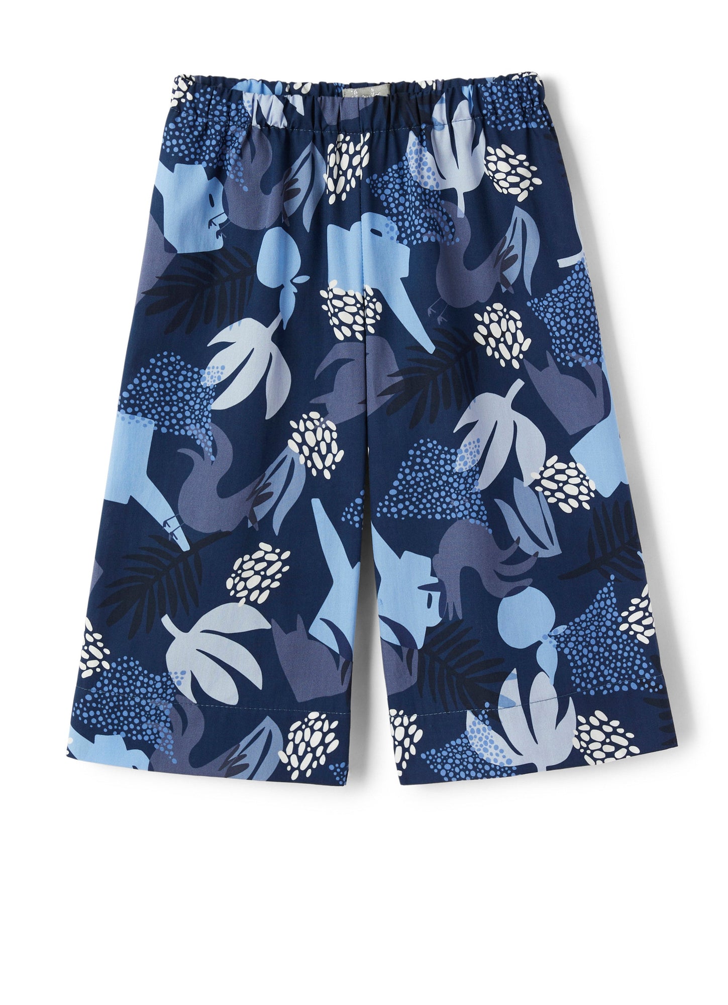 Girls | Culottes with Garden Print | Sky Blue Scuro