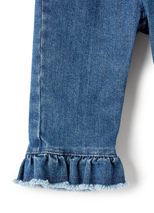 Jeans Flare with Valances | Celeste Scuro