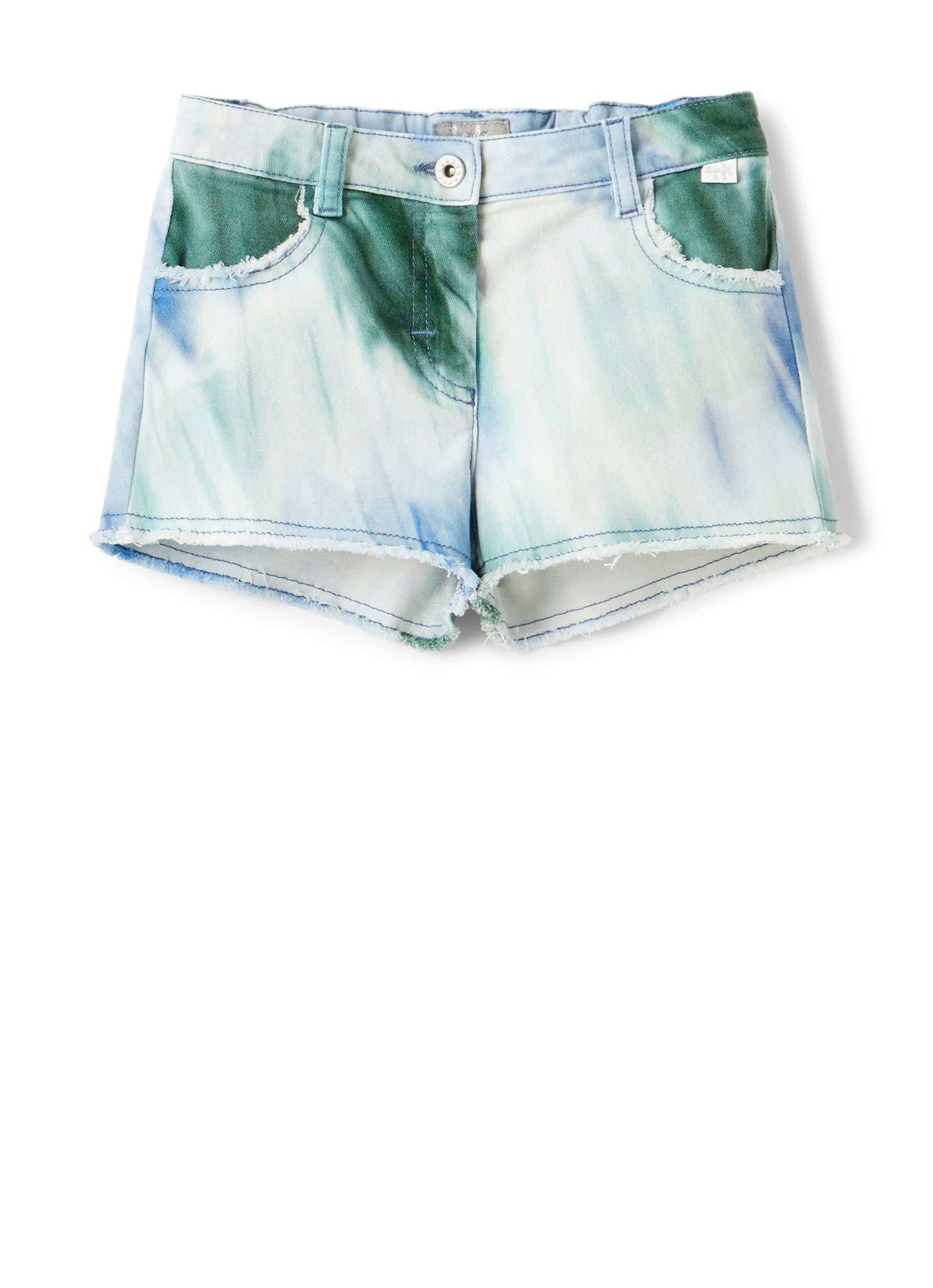 Girls | Tie-Dye Gabardine Shorts | Teal Scuro