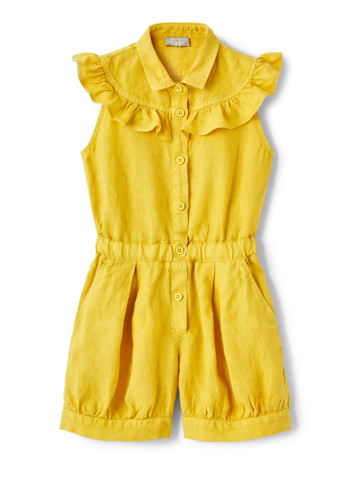 Girls | Sleeveless Linen Jumpsuit with Ruffles | Yellow Acido