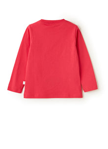 Jersey T-Shirt with Bicycle Print | Rosso Carminio/Latte