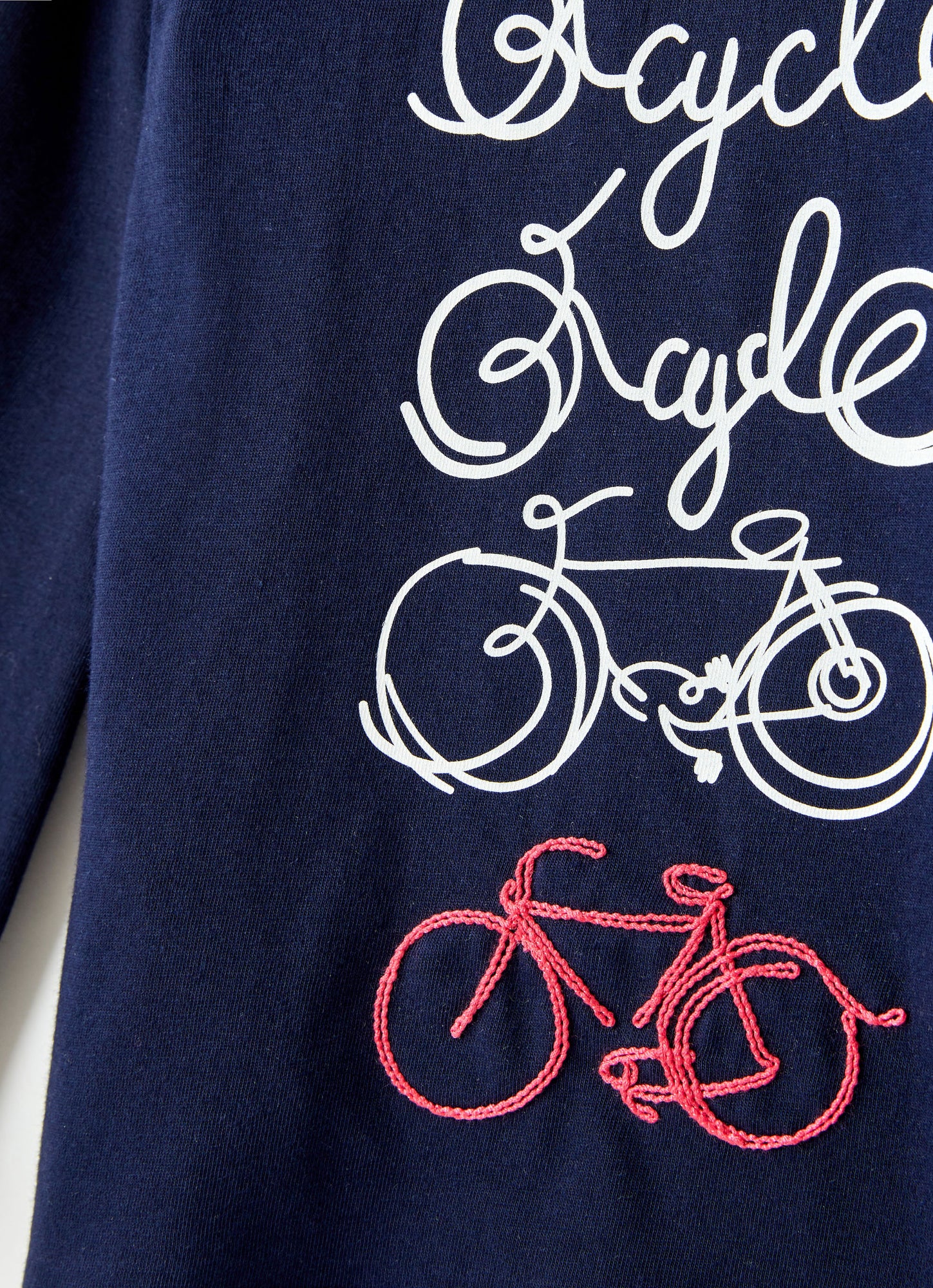 Jersey T-Shirt with Bicycle Print | Blue/Milk
