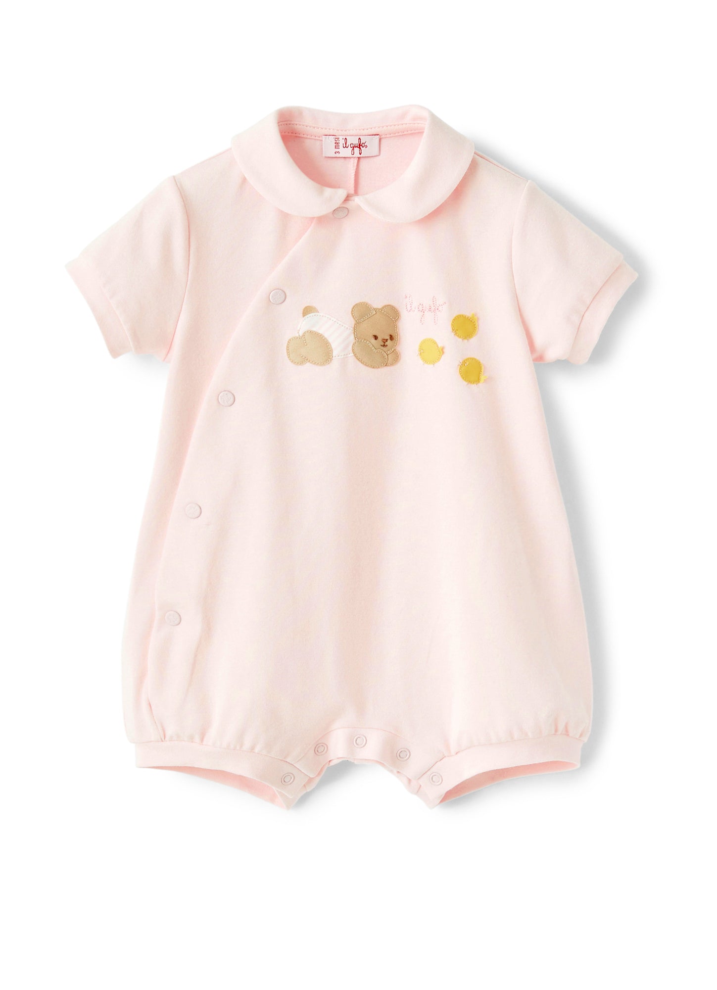 Baby Boys | Romper with Bear Application | Pink Bebe' Pink Quarzo