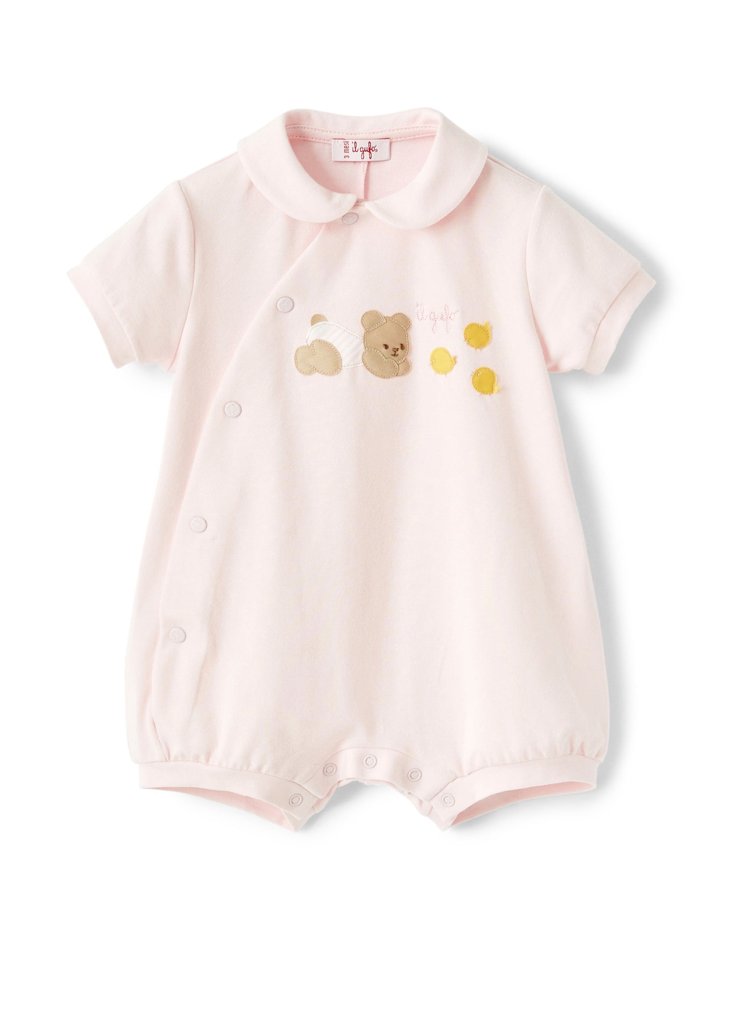 Romper with Bear Application | Rosa Bebe/Rosa Quarzo