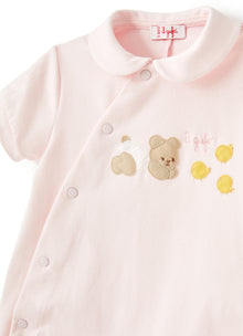 Romper with Bear Application | Rosa Bebe/Rosa Quarzo