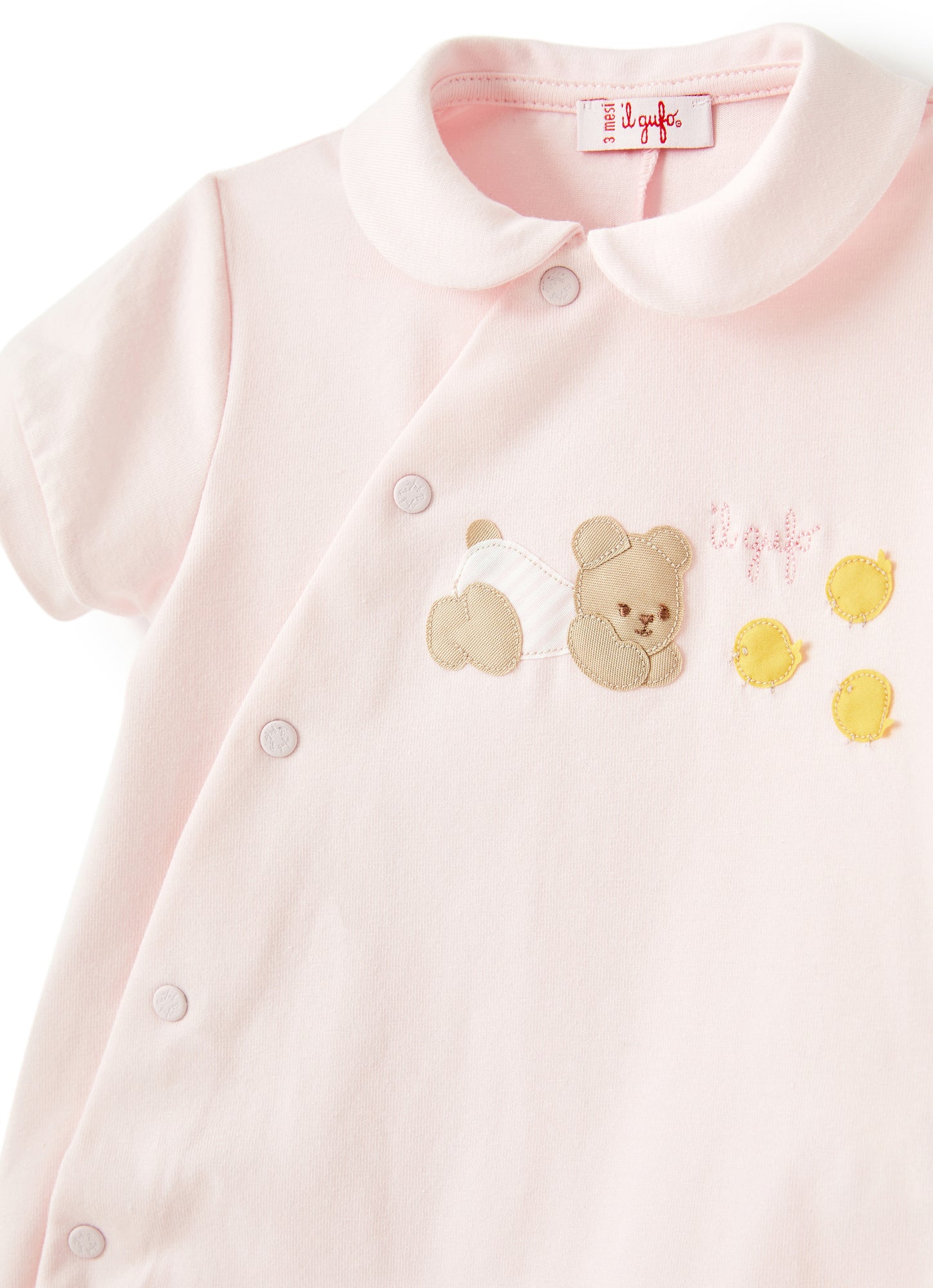 Romper with Bear Application | Rosa Bebe/Rosa Quarzo