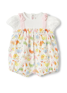 Romper with Chicken Print | Arancio