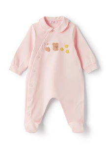 Jersey Onesie with Bear | Rosa Bebe/Rosa Quarzo