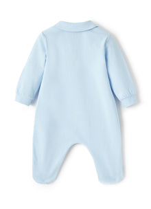 Jersey Onesie with Bear | Cristallo/Sky
