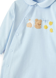 Jersey Onesie with Bear | Cristallo/Sky