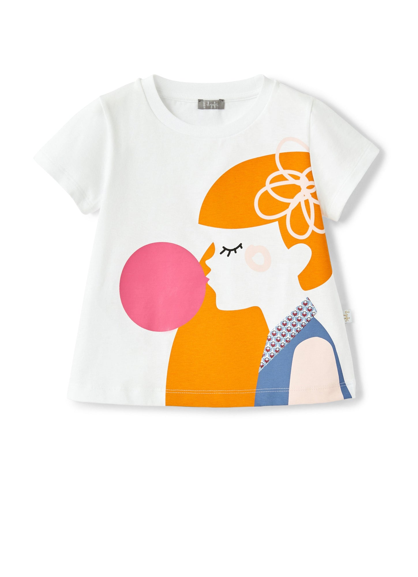 Girls | T-Shirt with Baby Girl Print | White Airforce Blue