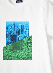 T-Shirt with Geometric Print | White