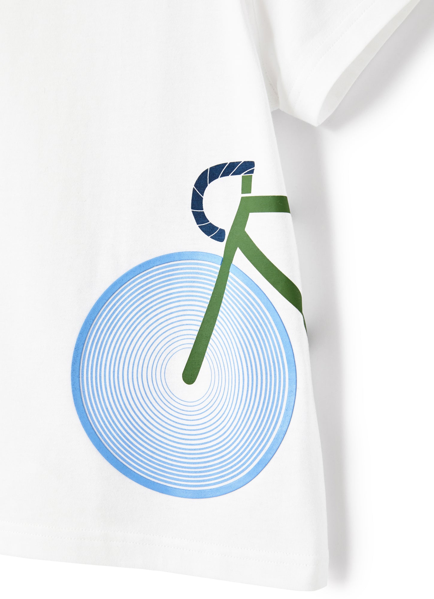 T-Shirt with Bicycle Print | Bianco/Azzurro