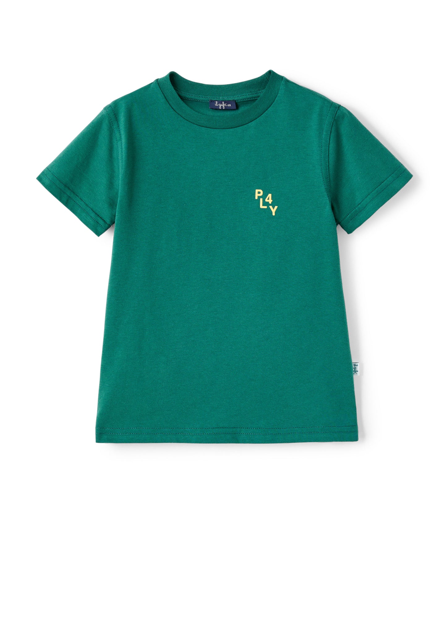 T-Shirt with Print On The Back | Teal Scuro/Giallo Acido