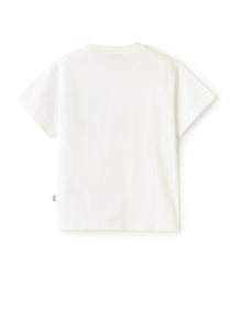 T-Shirt with Tie Dye Pocket | Bianco/Teal Scuro