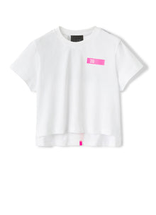 Boxy T-Shirt with Logo And Taping | White/Strawberry Red