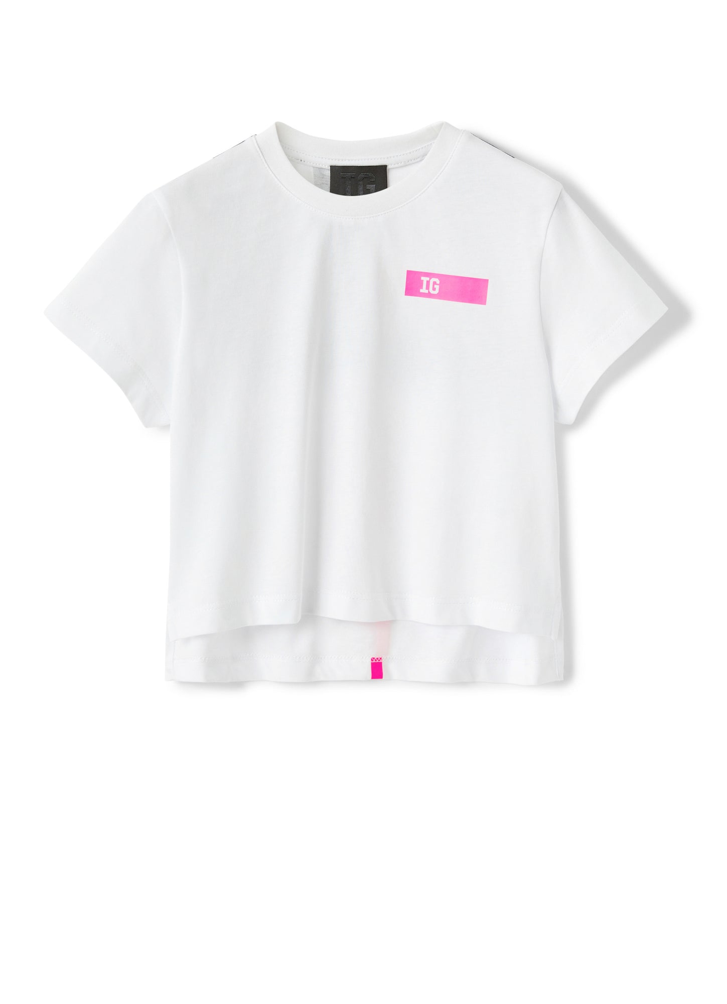 Girls | Boxy T-Shirt with Logo and Taping | White Strawberry Red