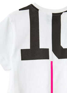 Boxy T-Shirt with Logo And Taping | White/Strawberry Red