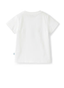 T-Shirt with Crocodile Print | Bianco/Teal Scuro
