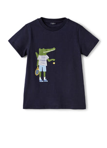 T-Shirt with Crocodile Print | Blue/Eucalipto