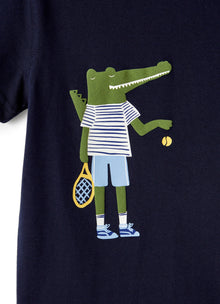 T-Shirt with Crocodile Print | Blue/Eucalipto