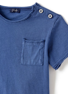 Organic Jersey T-Shirt with Pocket | Celeste Scuro