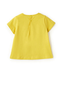 Jersey T-Shirt with Little Girl | Giallo Acido/Lilla