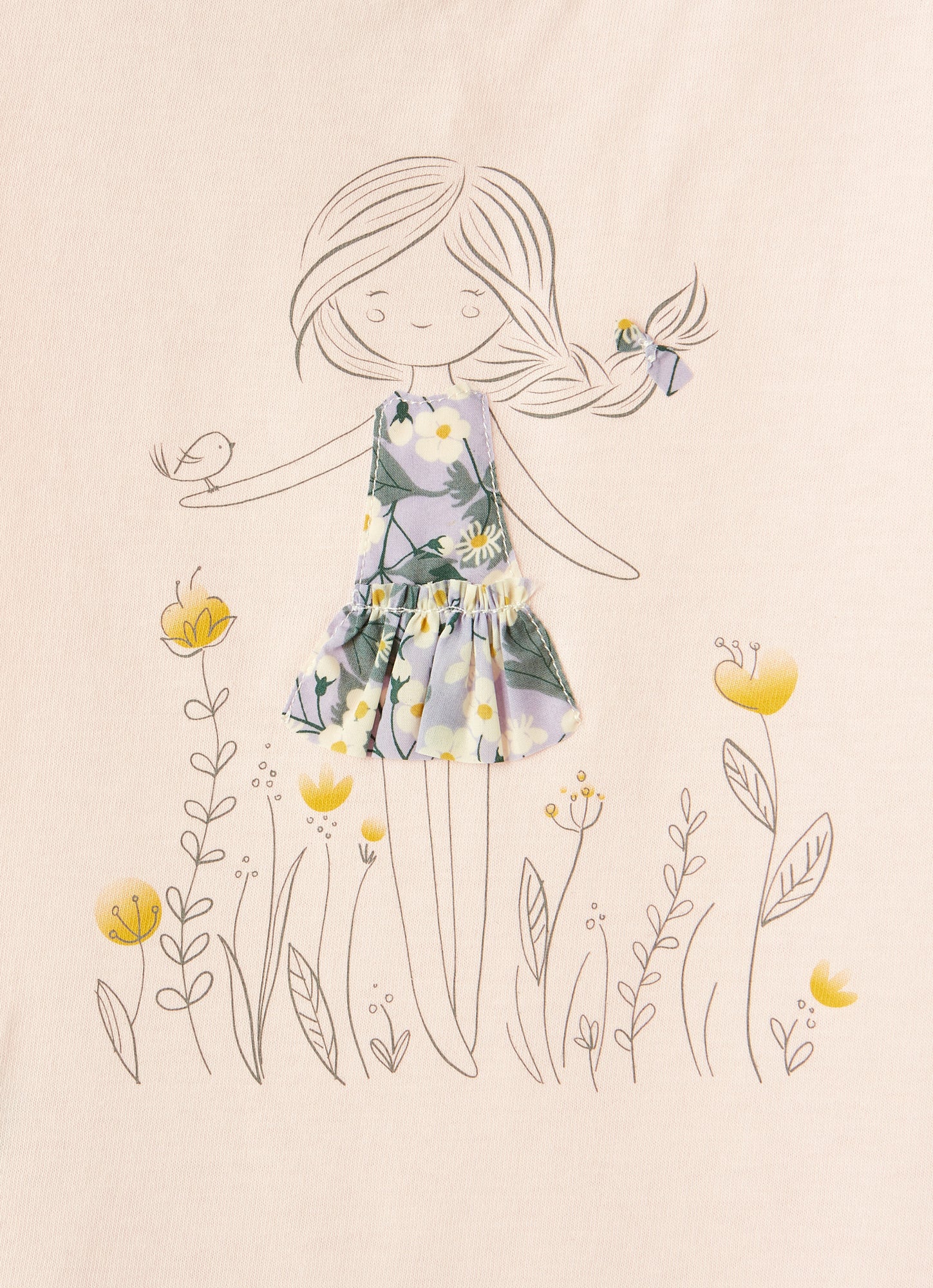 Jersey T-Shirt with Little Girl | Rosa Bebe/Lilla
