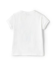 Striped Jersey T-Shirt with Little Girl | Bianco/Blue Inchiostro