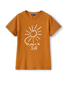 Organic Cotton T-Shirt with Print | Ruggine/Bianco