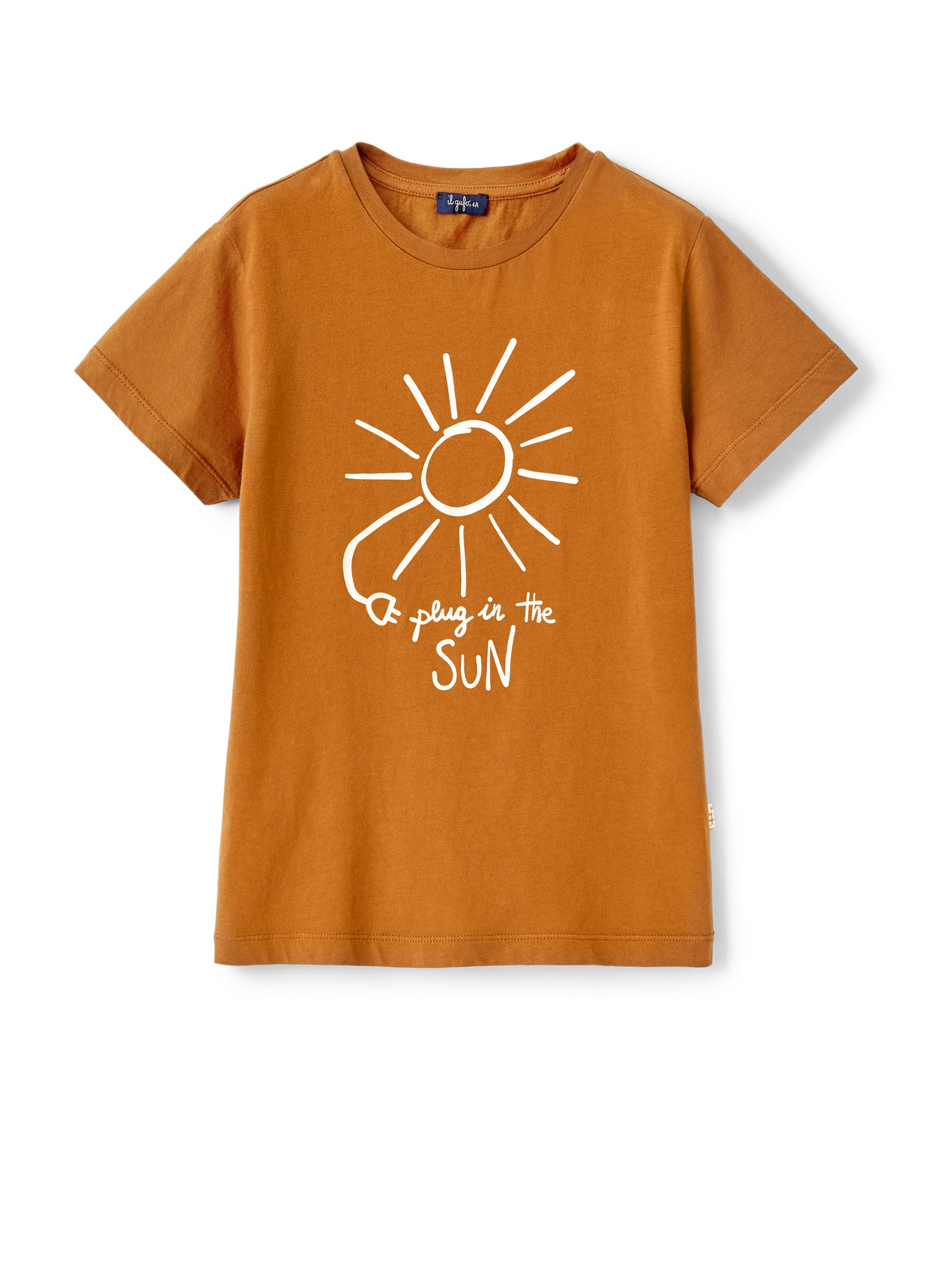 Organic Cotton T-Shirt with Print | Ruggine/Bianco