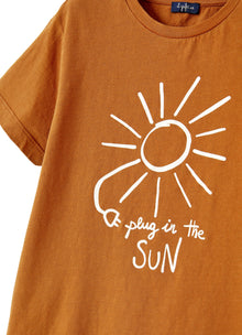 Organic Cotton T-Shirt with Print | Ruggine/Bianco