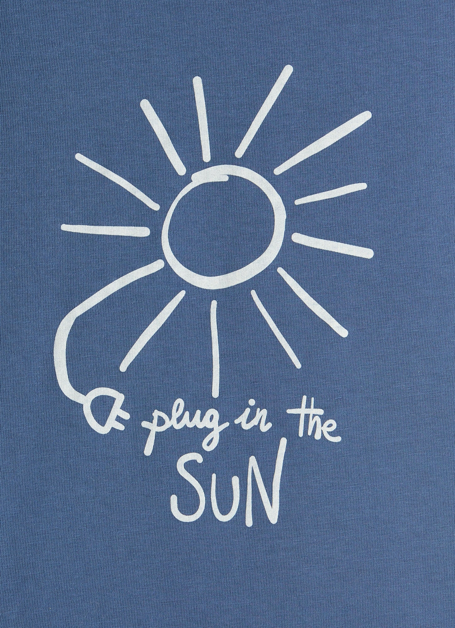 Organic Cotton T-Shirt with Print | Celeste Scuro/Bianco