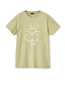 Organic Cotton T-Shirt with Print | Origano/Bianco