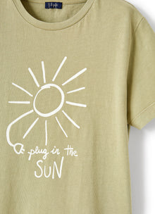 Organic Cotton T-Shirt with Print | Origano/Bianco