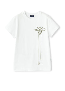 T-Shirt with Embroidered Owl | White/Green