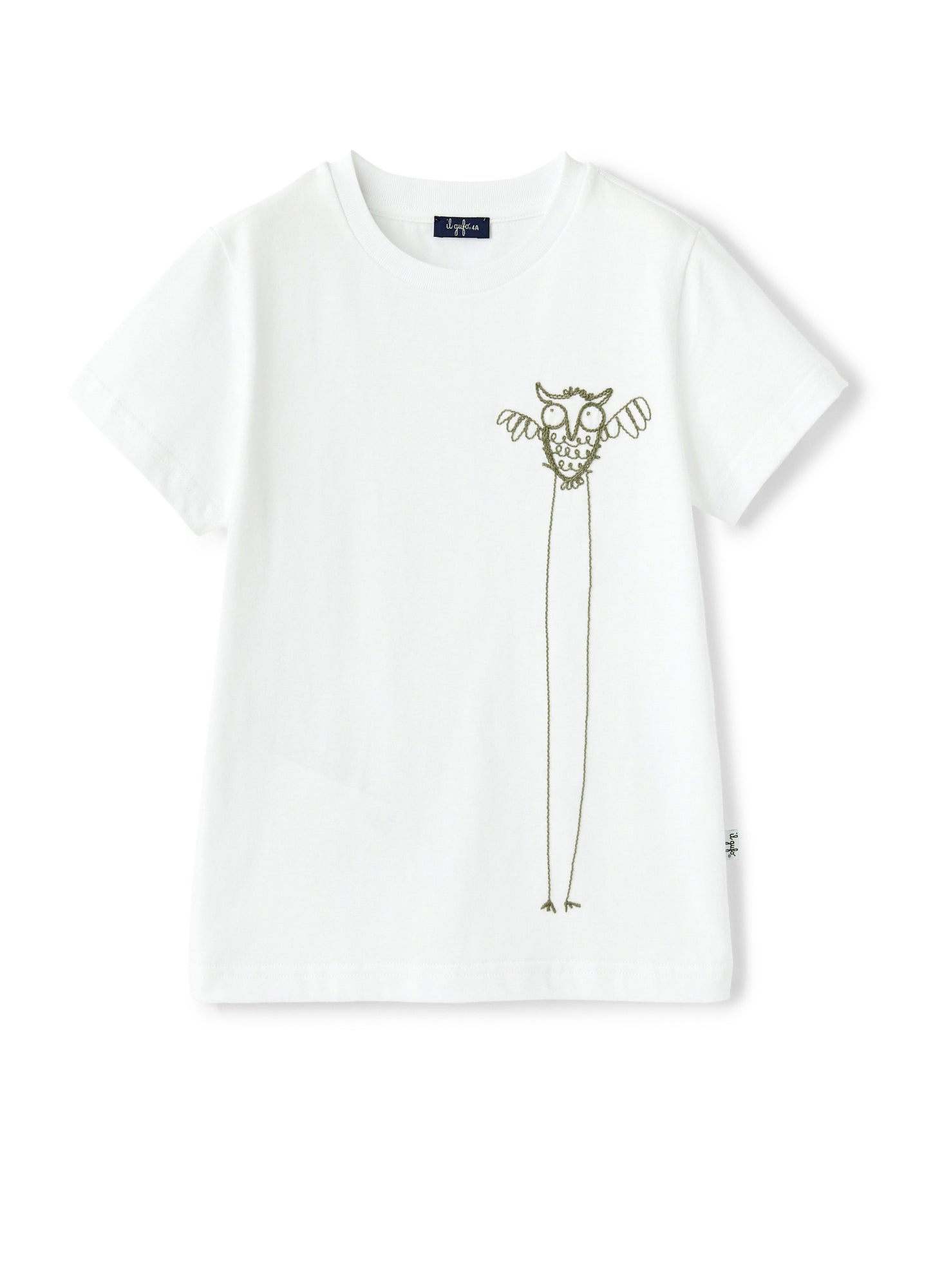 Boys | T-Shirt with Embroidered Owl | White Green