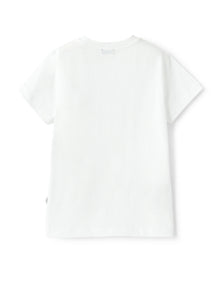 T-Shirt with Embroidered Owl | White/Green