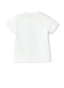 T-Shirt with Patterned Chameleon | Bianco/Celeste Scuro
