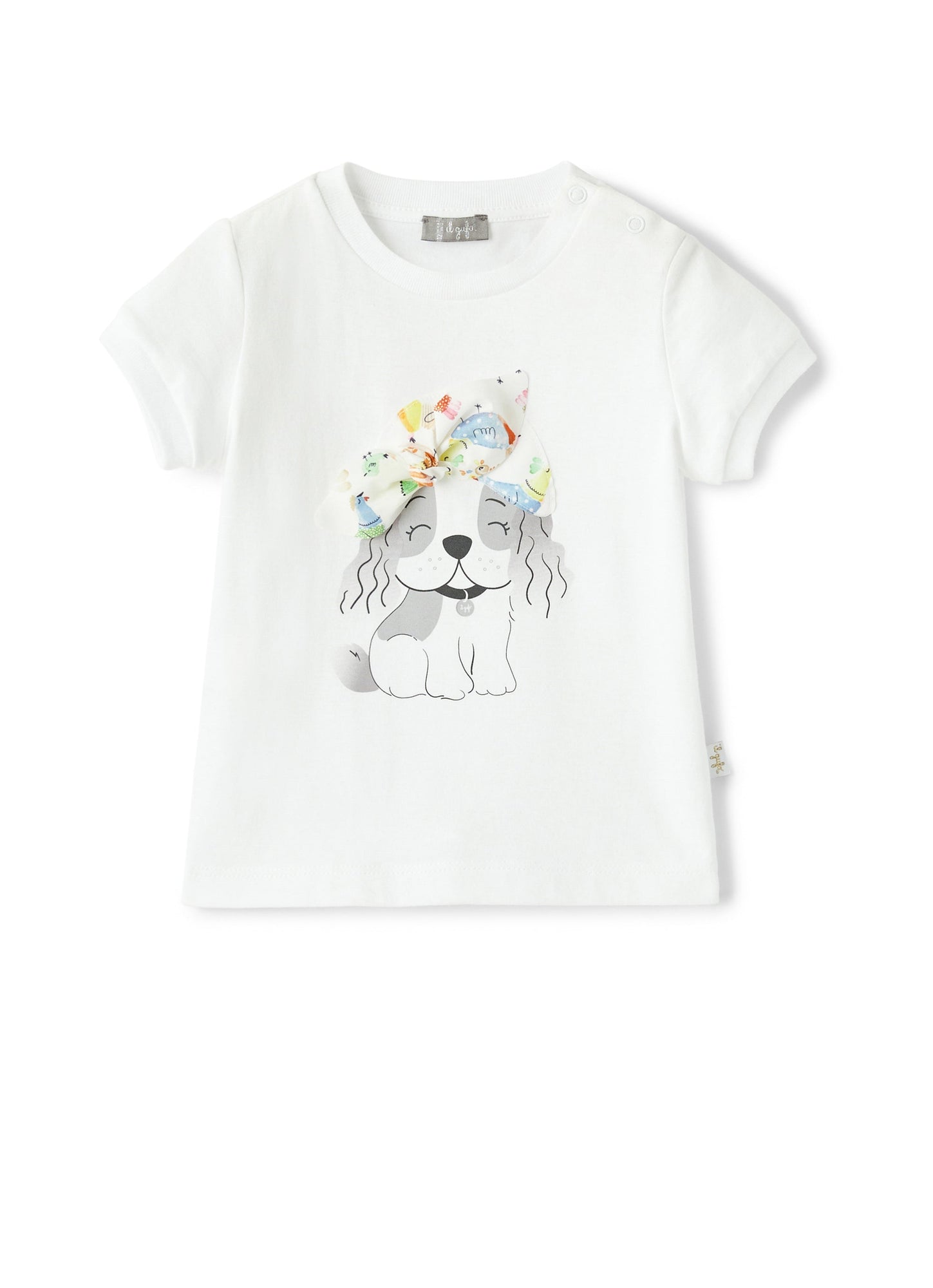 Baby Girls | T-Shirt with Puppy and Application | White Orange