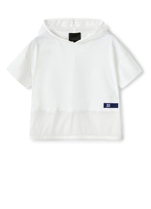T-Shirt with Hood | White/Blue