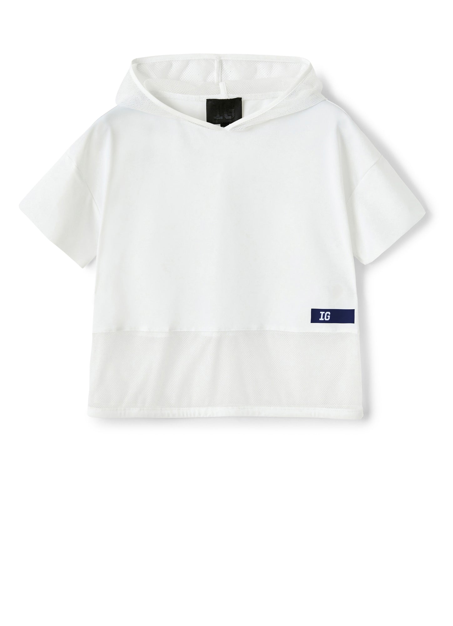 T-Shirt with Hood | White/Blue