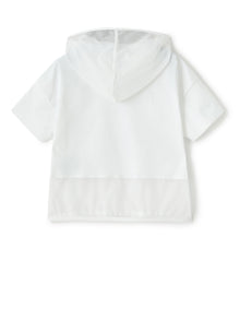 T-Shirt with Hood | White/Blue