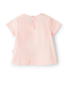 T-Shirt with Goose Print | Rosa Bebe/Arancio