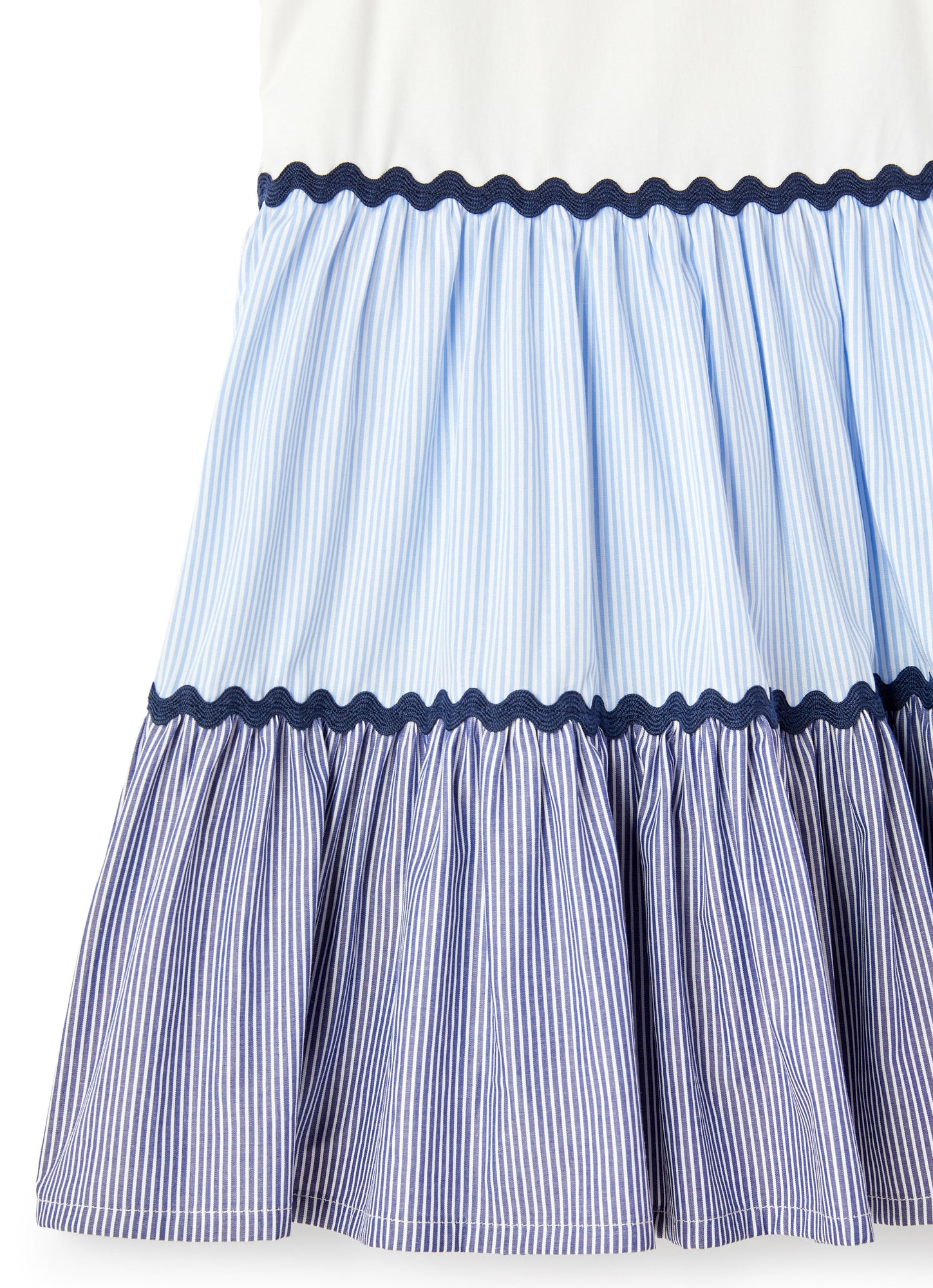 Sleeveless Dress with Striped Flounces | Azzurro/Blue Inchiostro