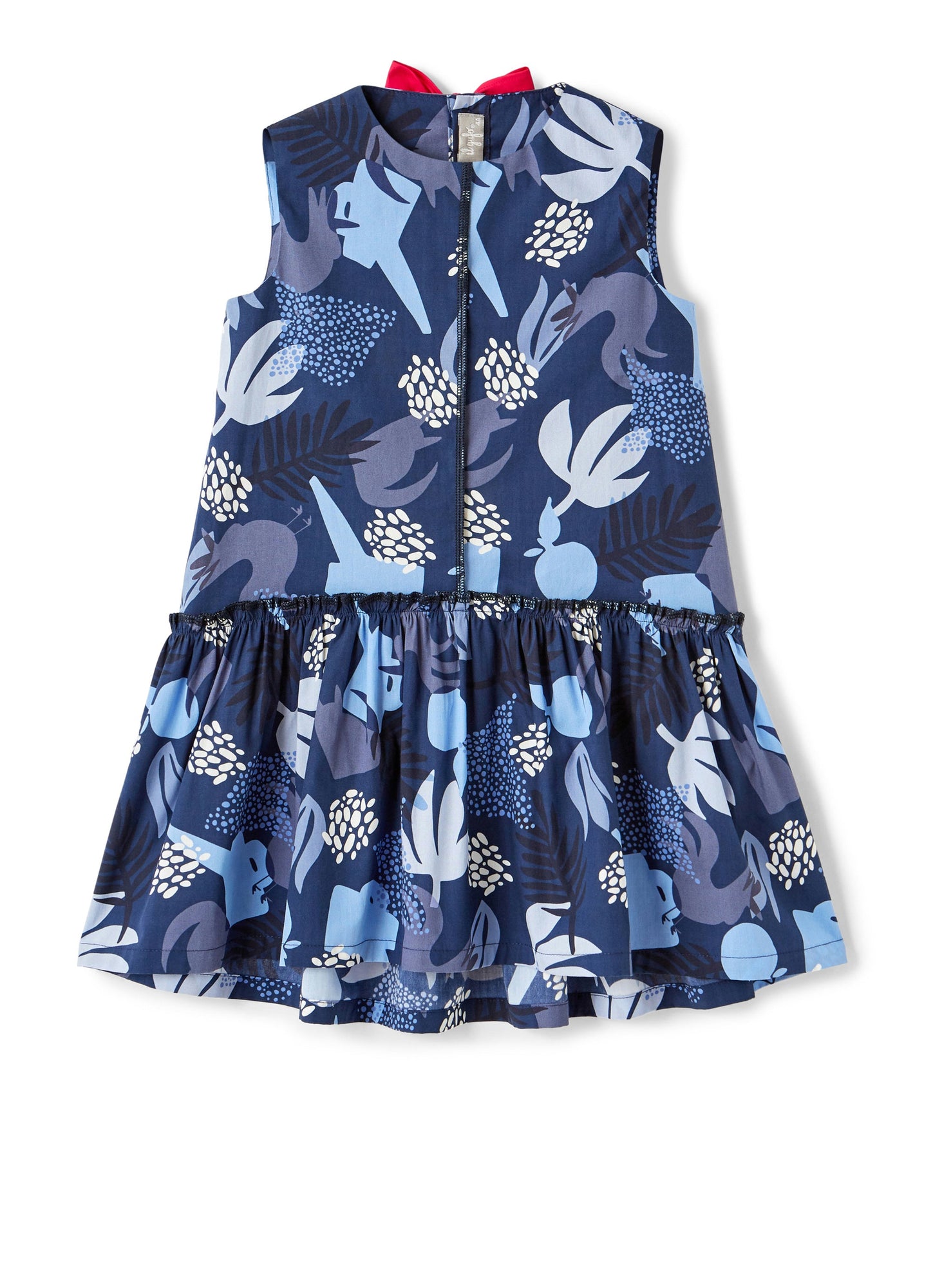 Girls | Sleeveless Dress with Garden Print | Sky Blue Scuro