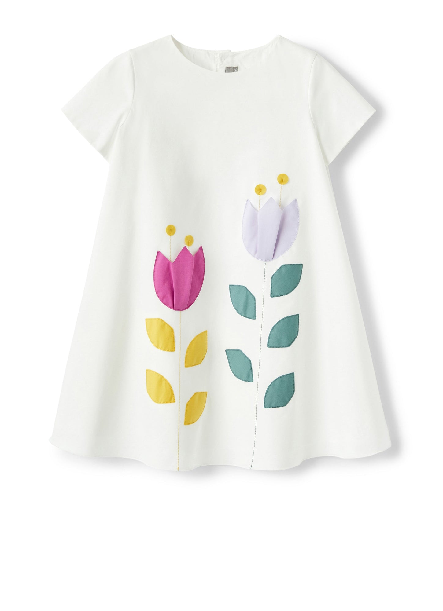 Girls | Dress with Applied Flowers | White Lilac